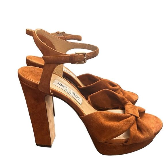 JIMMY CHOO Heloise Suede Ankle-Strap Platform Sandals - Picture 4 of 6